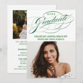 INVITATION STYLISÉ ÉLÉGANT SCRIPT 2 GRADUATE PARTITE INVITATI (Devant / Derrière)