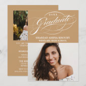 INVITATION STYLISÉ ÉLÉGANT SCRIPT 2 GRADUATE PARTITE INVITATI (Devant / Derrière)