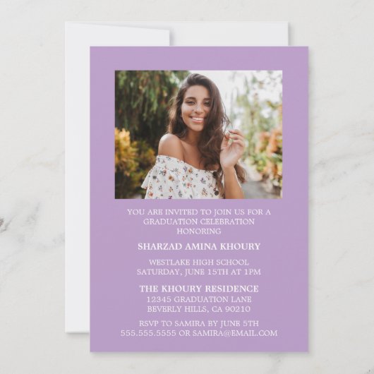 INVITATION STYLISÉ ÉLÉGANT SCRIPT 2 GRADUATE PARTITE INVITATI (Dos)