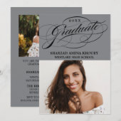 INVITATION STYLISÉ ÉLÉGANT SCRIPT 2 GRADUATE PARTITE INVITATI (Devant / Derrière)