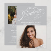 INVITATION STYLISÉ ÉLÉGANT SCRIPT 2 GRADUATE PARTITE INVITATI (Devant / Derrière)