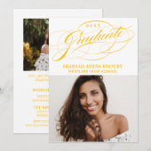 INVITATION STYLISÉ ÉLÉGANT SCRIPT 2 GRADUATE PARTITE INVITATI (Devant / Derrière)