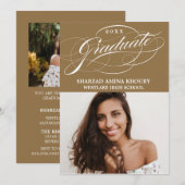 INVITATION STYLISÉ ÉLÉGANT SCRIPT 2 GRADUATE PARTITE INVITATI (Devant / Derrière)