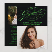 INVITATION STYLISÉ ÉLÉGANT SCRIPT 2 GRADUATE PARTITE INVITATI (Devant / Derrière)