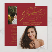 INVITATION STYLISÉ ÉLÉGANT SCRIPT 2 GRADUATE PARTITE INVITATI (Devant / Derrière)