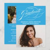INVITATION STYLISÉ ÉLÉGANT SCRIPT 2 GRADUATE PARTITE INVITATI (Devant / Derrière)
