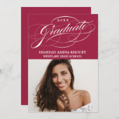 INVITATION STYLISÉ ÉLÉGANT SCRIPT 2 GRADUATE PARTITE INVITATI (Devant / Derrière)