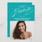 INVITATION STYLISÉ ÉLÉGANT SCRIPT 2 GRADUATE PARTITE INVITATI (Devant / Derrière)