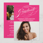 INVITATION STYLISÉ ÉLÉGANT SCRIPT 2 GRADUATE PARTITE INVITATI (Devant / Derrière)