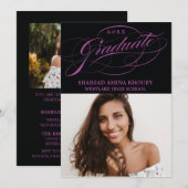 INVITATION STYLISÉ ÉLÉGANT SCRIPT 2 GRADUATE PARTITE INVITATI (Devant / Derrière)