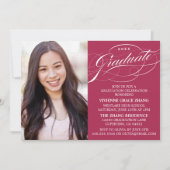INVITATION STYLISE ÉLÉGANTE SCRIPT GRADUATE PARTITE INVITATIO (Devant)