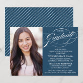 INVITATION STYLISE ÉLÉGANTE SCRIPT GRADUATE PARTITE INVITATIO (Devant / Derrière)