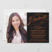 INVITATION STYLISE ÉLÉGANTE SCRIPT GRADUATE PARTITE INVITATIO (Devant)