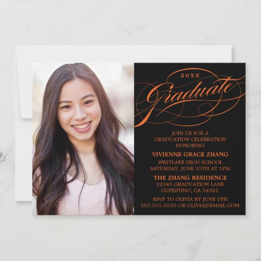 INVITATION STYLISE ÉLÉGANTE SCRIPT GRADUATE PARTITE INVITATIO (Devant)