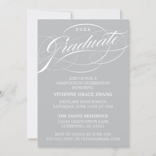INVITATION STYLISE ÉLÉGANTE SCRIPT GRADUATE PARTITE INVITATIO (Devant)