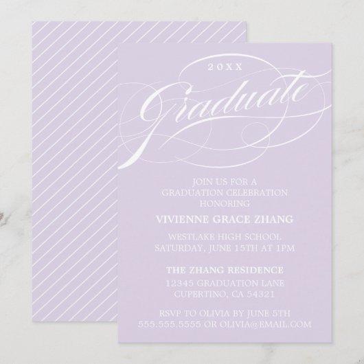INVITATION STYLISE ÉLÉGANTE SCRIPT GRADUATE PARTITE INVITATIO (Devant / Derrière)