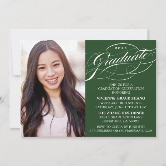 INVITATION STYLISE ÉLÉGANTE SCRIPT GRADUATE PARTITE INVITATIO (Devant)