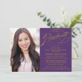 INVITATION STYLISE ÉLÉGANTE SCRIPT GRADUATE PARTITE INVITATIO (Debout devant)