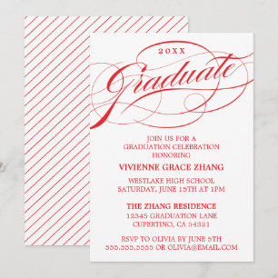 INVITATION STYLISE ÉLÉGANTE SCRIPT GRADUATE PARTITE INVITATIO