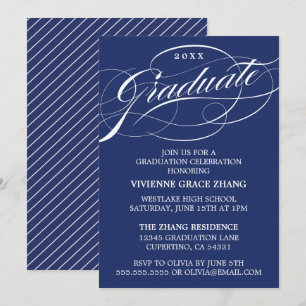 INVITATION STYLISE ÉLÉGANTE SCRIPT GRADUATE PARTITE INVITATIO