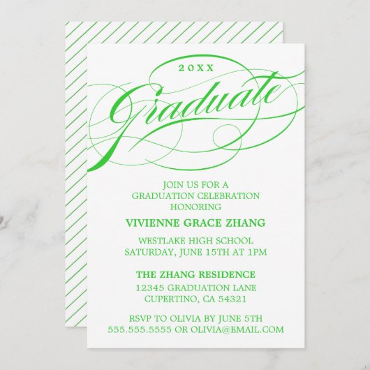 INVITATION STYLISE ÉLÉGANTE SCRIPT GRADUATE PARTITE INVITATIO (Devant / Derrière)