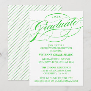 INVITATION STYLISE ÉLÉGANTE SCRIPT GRADUATE PARTITE INVITATIO