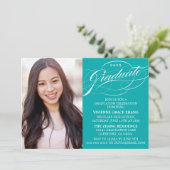 INVITATION STYLISE ÉLÉGANTE SCRIPT GRADUATE PARTITE INVITATIO (Debout devant)