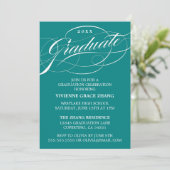 INVITATION STYLISE ÉLÉGANTE SCRIPT GRADUATE PARTITE INVITATIO (Debout devant)