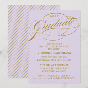 INVITATION STYLISE ÉLÉGANTE SCRIPT GRADUATE PARTITE INVITATIO