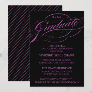 INVITATION STYLISE ÉLÉGANTE SCRIPT GRADUATE PARTITE INVITATIO
