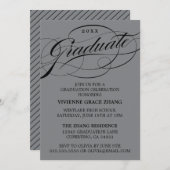 INVITATION STYLISE ÉLÉGANTE SCRIPT GRADUATE PARTITE INVITATIO (Devant / Derrière)