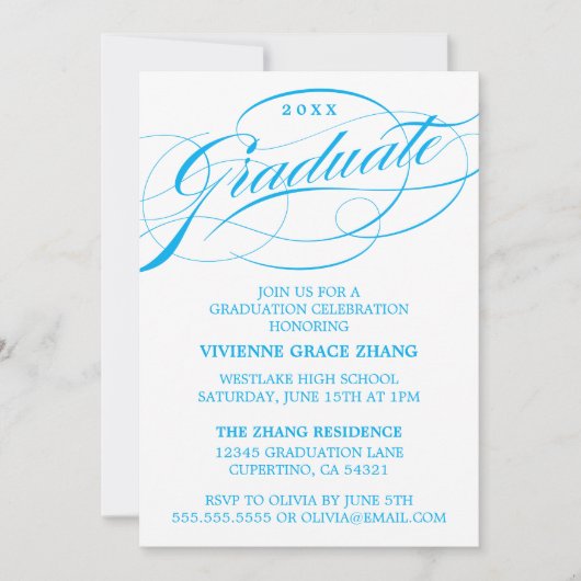 INVITATION STYLISE ÉLÉGANTE SCRIPT GRADUATE PARTITE INVITATIO (Devant)