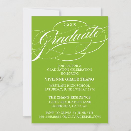 INVITATION STYLISE ÉLÉGANTE SCRIPT GRADUATE PARTITE INVITATIO (Devant)