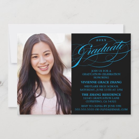 INVITATION STYLISE ÉLÉGANTE SCRIPT GRADUATE PARTITE INVITATIO (Devant)