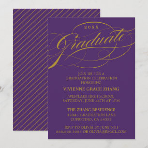 INVITATION STYLISE ÉLÉGANTE SCRIPT GRADUATE PARTITE INVITATIO
