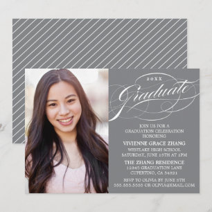 INVITATION STYLISE ÉLÉGANTE SCRIPT GRADUATE PARTITE INVITATIO