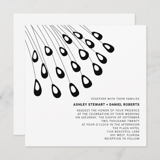 Invitation Stylisé Peacock Feathers Mariage moderne (Devant / Derrière)