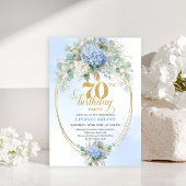 Invitation Stylish 70th Birthday Light Blue Hydrangea Invite