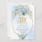 Invitation Stylish 70th Birthday Soft Blue Hydrangea Invite (Devant)