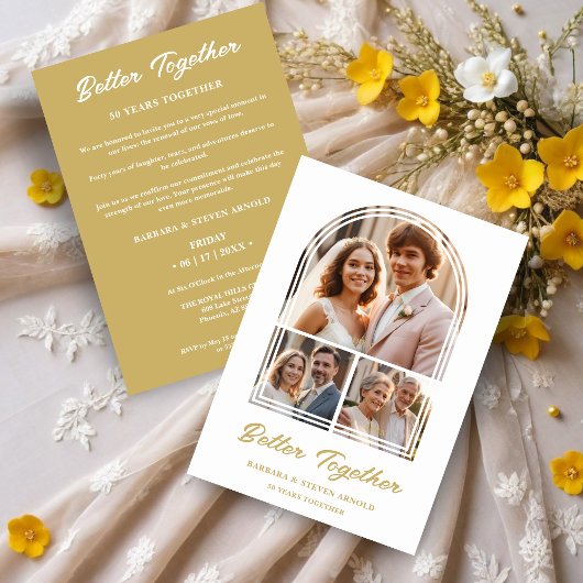 Invitation Stylish Arch 3 Photos Elegant Wedding Anniversary