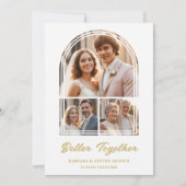 Invitation Stylish Arch 3 Photos Elegant Wedding Anniversary (Devant)