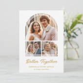 Invitation Stylish Arch 3 Photos Elegant Wedding Anniversary (Debout devant)