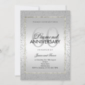 Invitation Stylish Argent Confetti 60e Mariage Diamant (Devant)