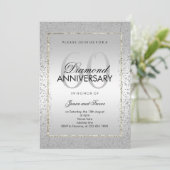 Invitation Stylish Argent Confetti 60e Mariage Diamant (Debout devant)