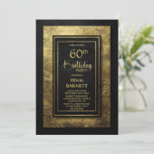 Invitation Stylish Black Gold 60th Birthday Party (Debout devant)
