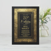 Invitation Stylish Black Gold 70th Birthday Party (Debout devant)