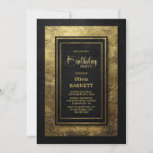 Invitation Stylish Black Gold Any Age Birthday Party (Devant)