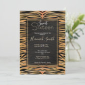 Invitation Stylish Black Gold Tiger Animal Print (Debout devant)