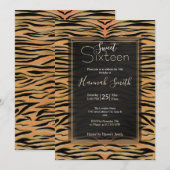 Invitation Stylish Black Gold Tiger Animal Print (Devant / Derrière)