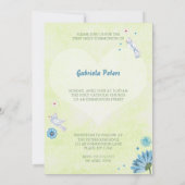 Invitation Stylish Blue & green First Holy Communion Floral (Dos)